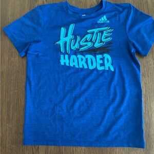 Adidas Blue Short Sleeve Tee Hustle Harder